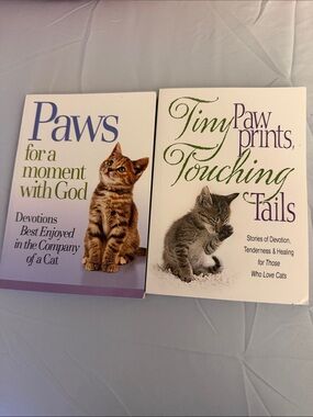 Paws for a Moment with God - Cat Devotional Book (White/Purple)